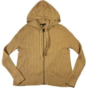 Banana Republic Chunky Rib Knit Sweater Hoodie Camel Women's Size M